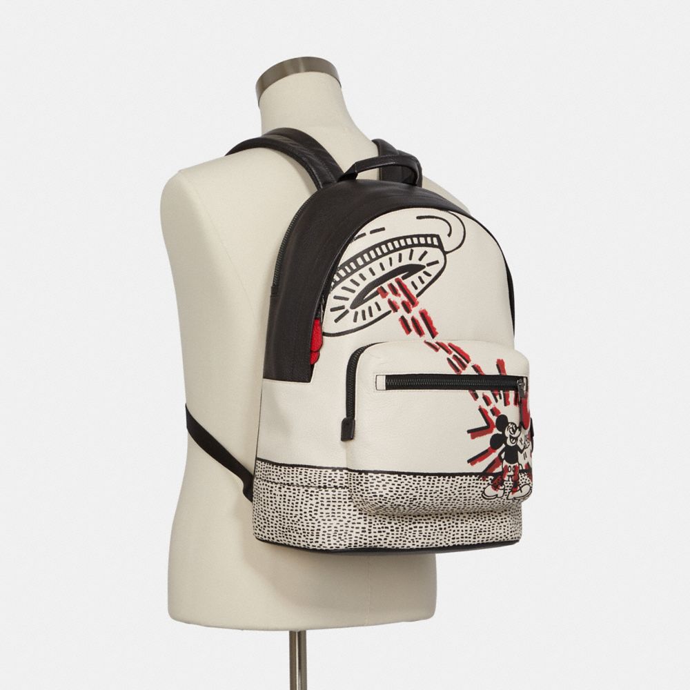🏰Coach Disney Mickey Mouse Keith Haring West Leather Backpack