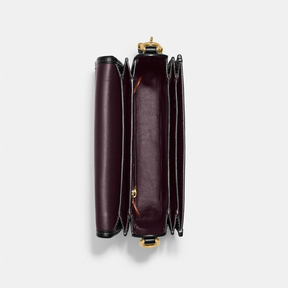 COACH®,Rogue Top Handle Bag In Colorblock,Satchel,Chain Detail,Logo,Metal,Embossed,Pen Holder,Day Party,Black,Inside View,Top View