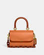 COACH®,ROGUE TOP HANDLE BAG IN COLORBLOCK,Smooth Leather,Small,Brass/Faded Orange Multi,Front View