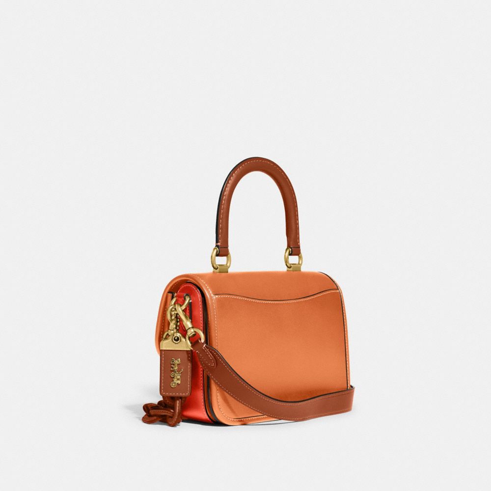 COACH®,ローグ トップ ハンドル カラーブロック,ハンドバッグ＆サッチェルバッグ,ﾌﾞﾗｽ/ﾌｪｲﾃﾞｯﾄﾞ ｵﾚﾝｼﾞ ﾏﾙﾁ