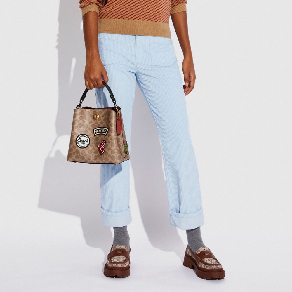 COACH®,Willow Bucket Bag In Signature Canvas With Patches,,Detail View