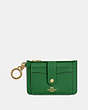 COACH®,ATTACHMENT CARD CASE,Crossgrain Leather,Gold/Kelly Green,Front View