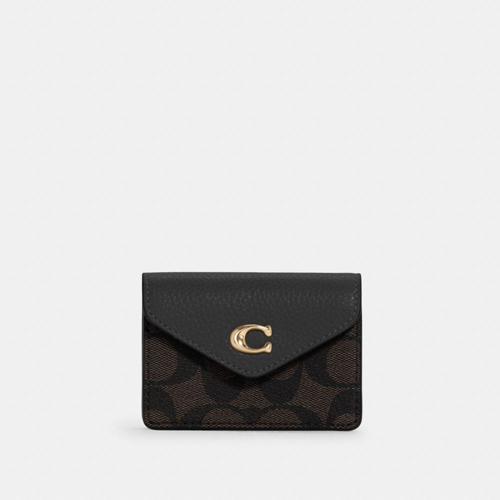 Coach+Zip+Card+Case+in+Signature+Canvas+Brown%2Fblack for sale online