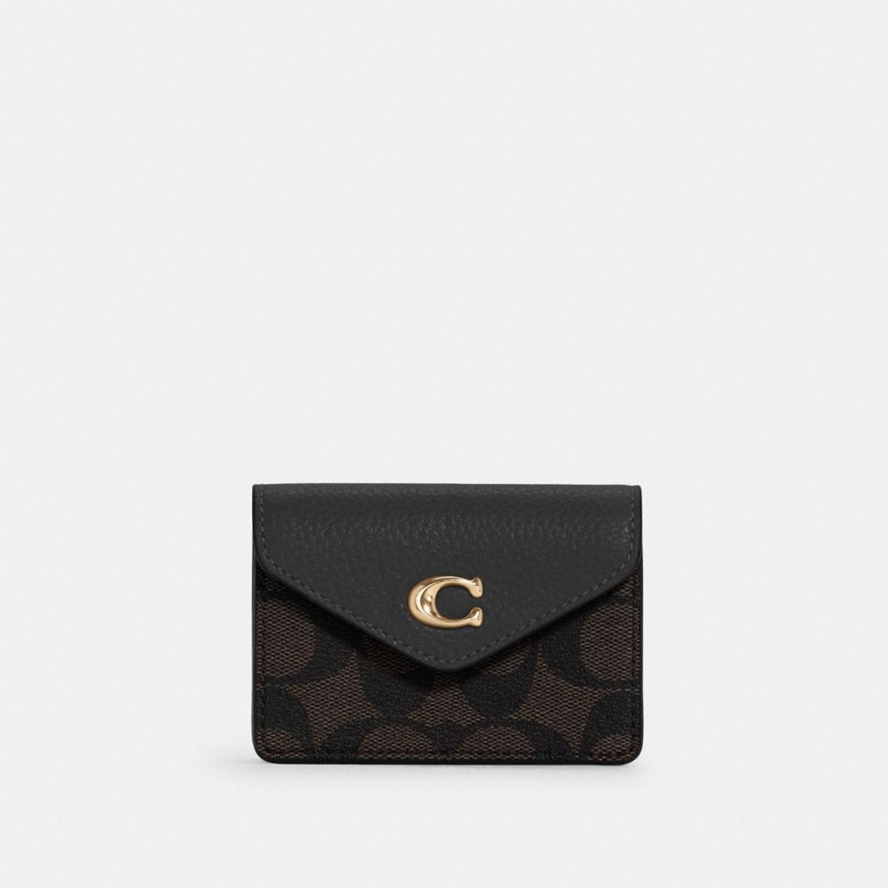 Coach Brown/Black Signature Canvas Mini Wallet On A Chain Coach