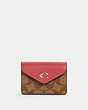 COACH®,TAMMIE CARD CASE IN SIGNATURE CANVAS,Mini,Gold/Kh/Strwbrry Hz,Front View