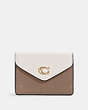 COACH®,TAMMIE CARD CASE IN COLORBLOCK,Leather,Mini,Gold/Chalk Taupe  Multi,Front View