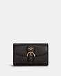 COACH®,KLEO WALLET,Pebbled Leather,Mini,Gold/Black,Front View
