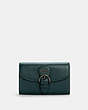 COACH®,KLEO WALLET,Pebbled Leather,Gunmetal/Forest,Front View