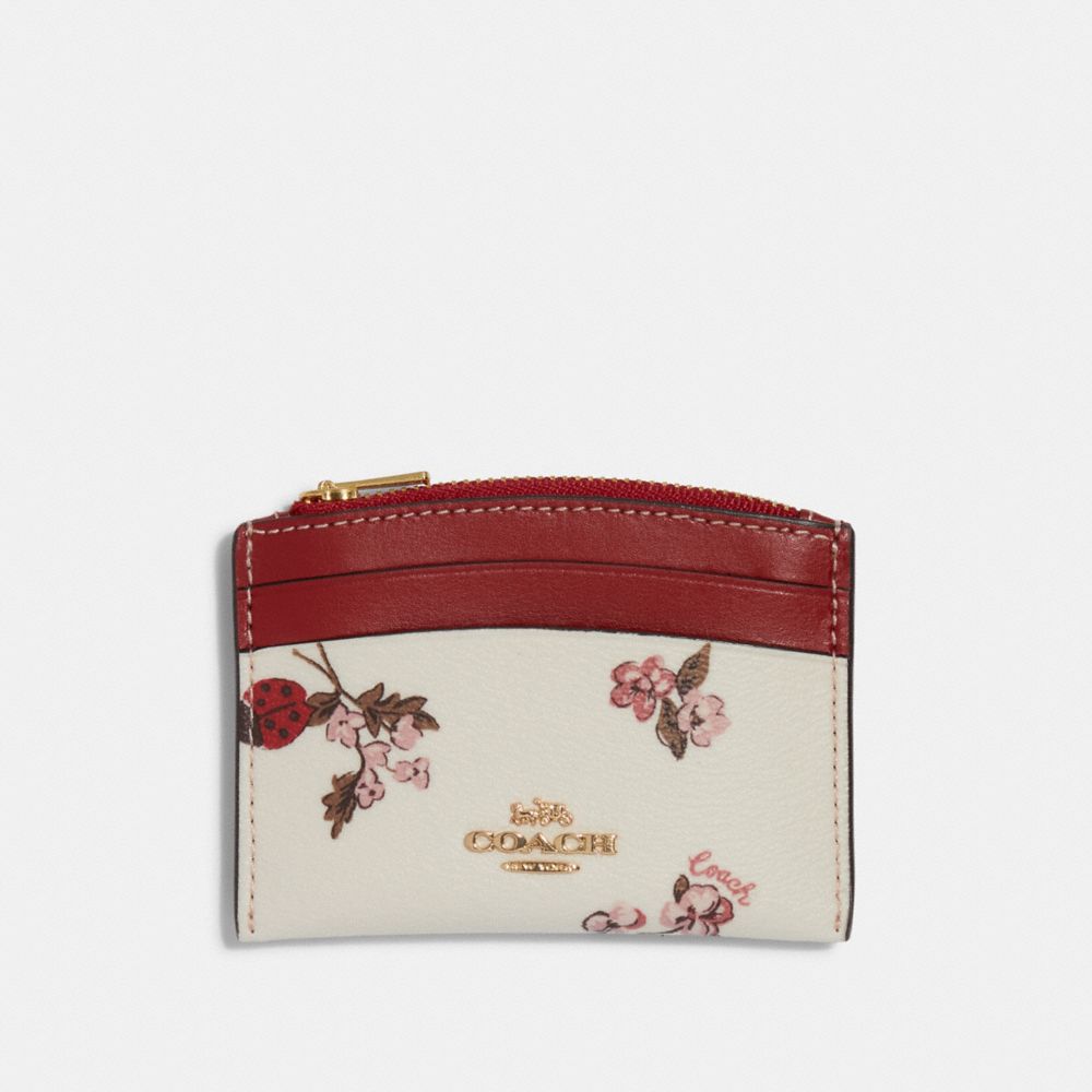 Coach Corner Zip Wristlet with Ladybug Floral Print