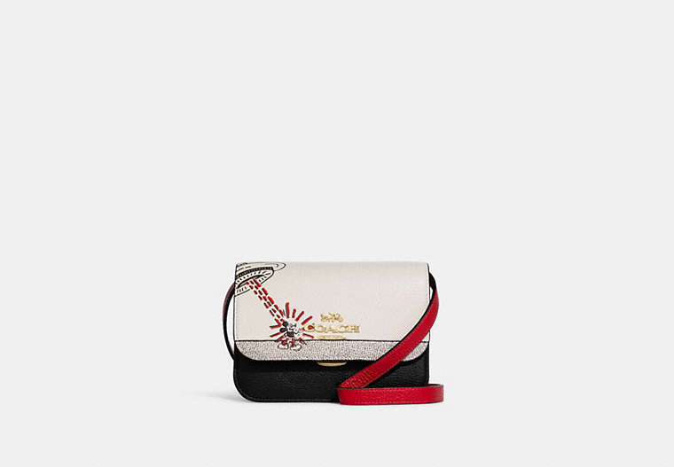 COACH®,DISNEY MICKEY MOUSE X KEITH HARING MINI BRYNN CROSSBODY,Leather,Small,Gold/Chalk Black Multi,Front View