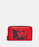 COACH®,DISNEY MICKEY MOUSE X KEITH HARING MEDIUM ID ZIP WALLET,Leather,Gold/Electric Red,Front View