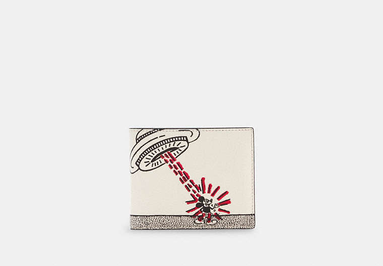 COACH®,PORTEFEUILLE 3 EN 1 MICKEY MOUSE X KEITH HARING,Cuir,QB/Craie/Rouge Multi,Front View