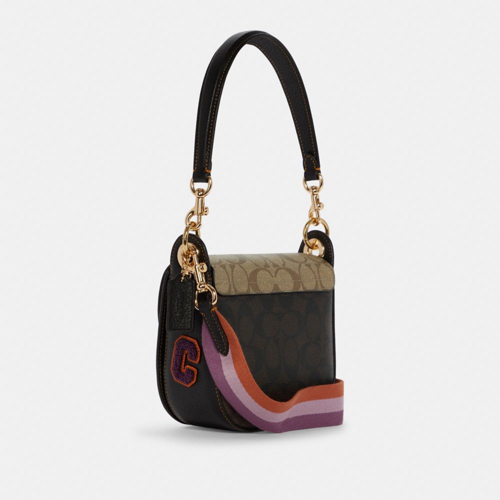 Kleo Shoulder Bag 17 In Colorblock Signature Canvas With Disco Patches