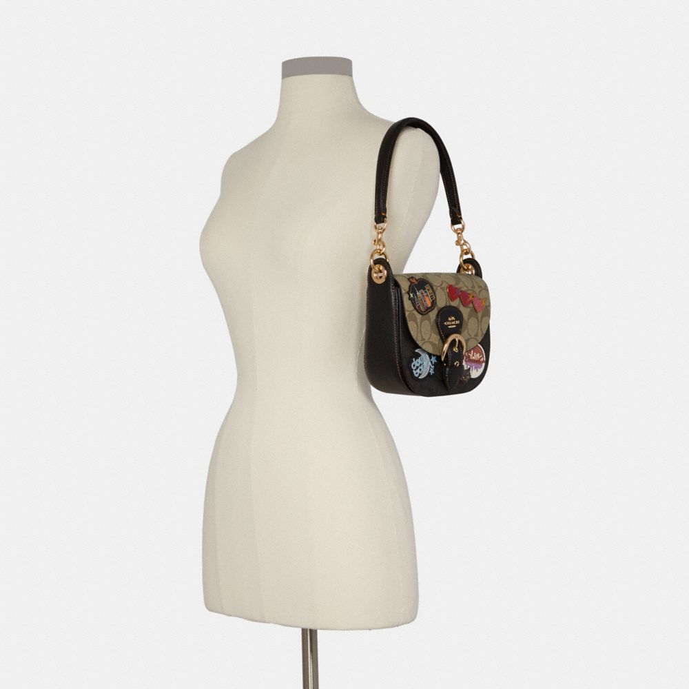 Kleo Shoulder Bag 17 In Colorblock Signature Canvas With Disco Patches