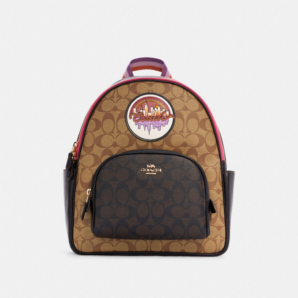 Beat shoulder bag in discount signature canvas with souvenir patches