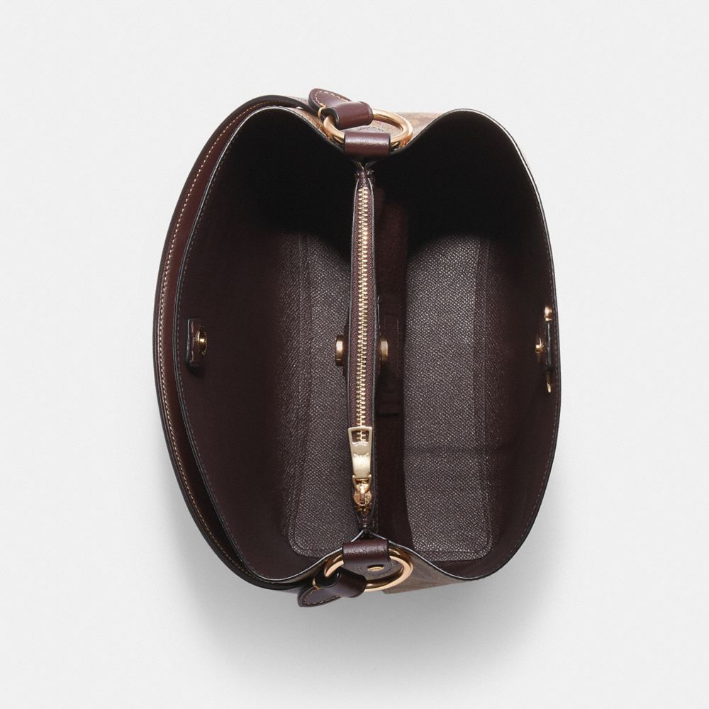 COACH®,Town Bucket Bag In Signature Canvas With Disco Star Print,,Inside View,Top View