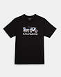 COACH®,HORSE AND CARRIAGE METALLIC T-SHIRT,Black,Front View