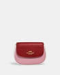 COACH®,SADDLE BELT BAG IN COLORBLOCK,Leather,Small,Gold/1941 Red Multi,Front View