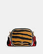 COACH®,MINI DEMPSEY CAMERA BAG WITH TIGER PRINT,Gold/Honey/Black Multi,Front View