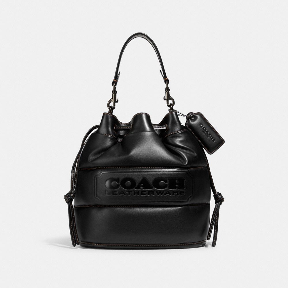 COACH FIELD BUCKET BAG WITH COLORBLOCK QUILTING AND COACH BADGE –