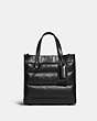 COACH®,FIELD TOTE 22 WITH QUILTING AND COACH BADGE,Smooth Leather,Medium,Pewter/Black,Front View
