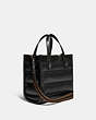 COACH®,FIELD TOTE 22 WITH QUILTING AND COACH BADGE,Smooth Leather,Medium,Pewter/Black,Angle View