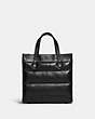COACH®,FIELD TOTE 22 WITH QUILTING AND COACH BADGE,Smooth Leather,Medium,Pewter/Black,Back View