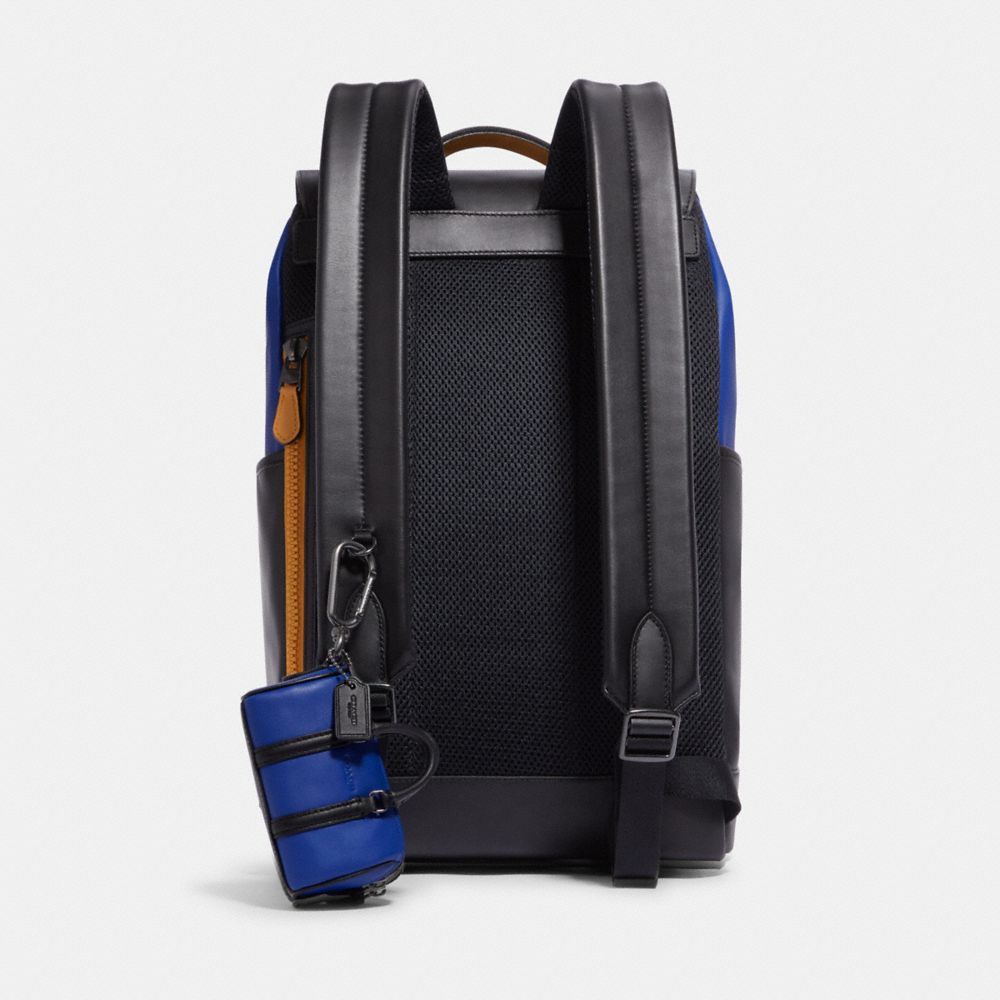 COACH Micro Turner Key Fob Backpack in Gunmetal Leather C6962 NWT
