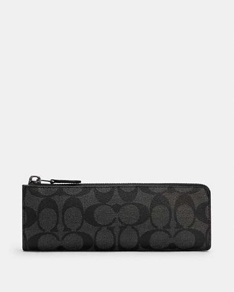 COACH®,ORGANIZATIONAL CASE IN SIGNATURE CANVAS,Gunmetal/Charcoal,Front View