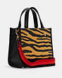 COACH®,DEMPSEY TOTE BAG 22 WITH TIGER PRINT,Leather,Medium,Gold/Honey/Black Multi,Angle View