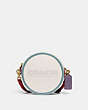 COACH®,KIA CIRCLE BAG IN COLORBLOCK,Smooth Leather,Small,Brass/Chalk Multi,Front View