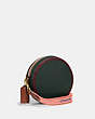 COACH®,KIA CIRCLE BAG IN COLORBLOCK,Smooth Leather,Small,Brass/Amazon Green Multi,Angle View
