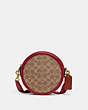 COACH®,KIA CIRCLE BAG IN SIGNATURE CANVAS,Signature Coated Canvas/Smooth Leather,Small,Brass/Tan Brick Red Multi,Front View