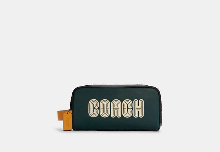 COACH®,LARGE TRAVEL KIT IN COLORBLOCK WITH COACH PATCH,n/a,Medium,QB/Forest Multi,Front View