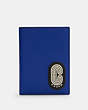 COACH®,PASSPORT CASE WITH COACH PATCH,n/a,Gunmetal/Sport Blue,Front View