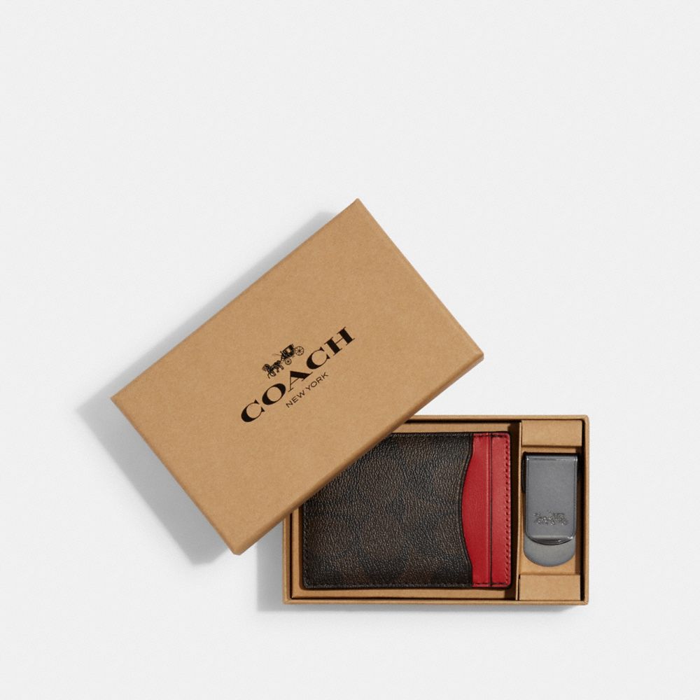 Buy Coach Boxed Card Case & Belt Gift Set, Black Color Men