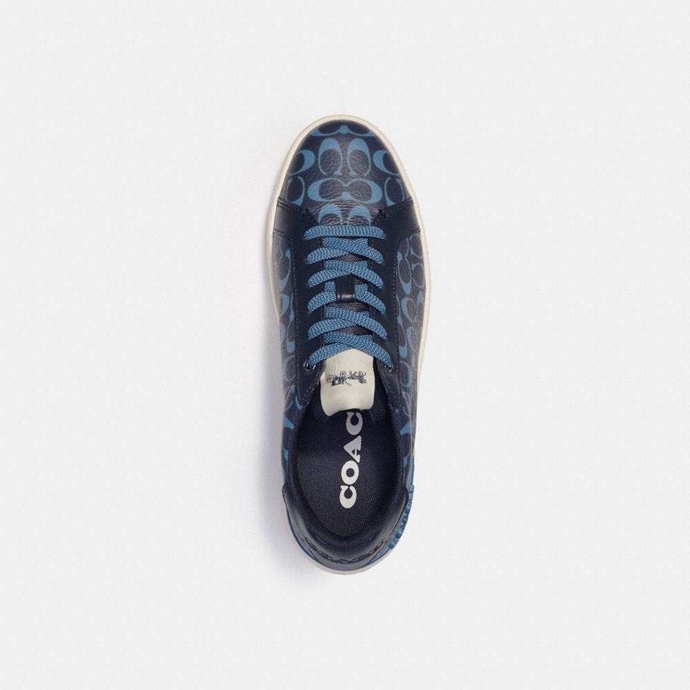 COACH®,CHAUSSURES DE SPORT BASSES CLIP,Cuir de galets,Bleu marine Minuit,Inside View,Top View