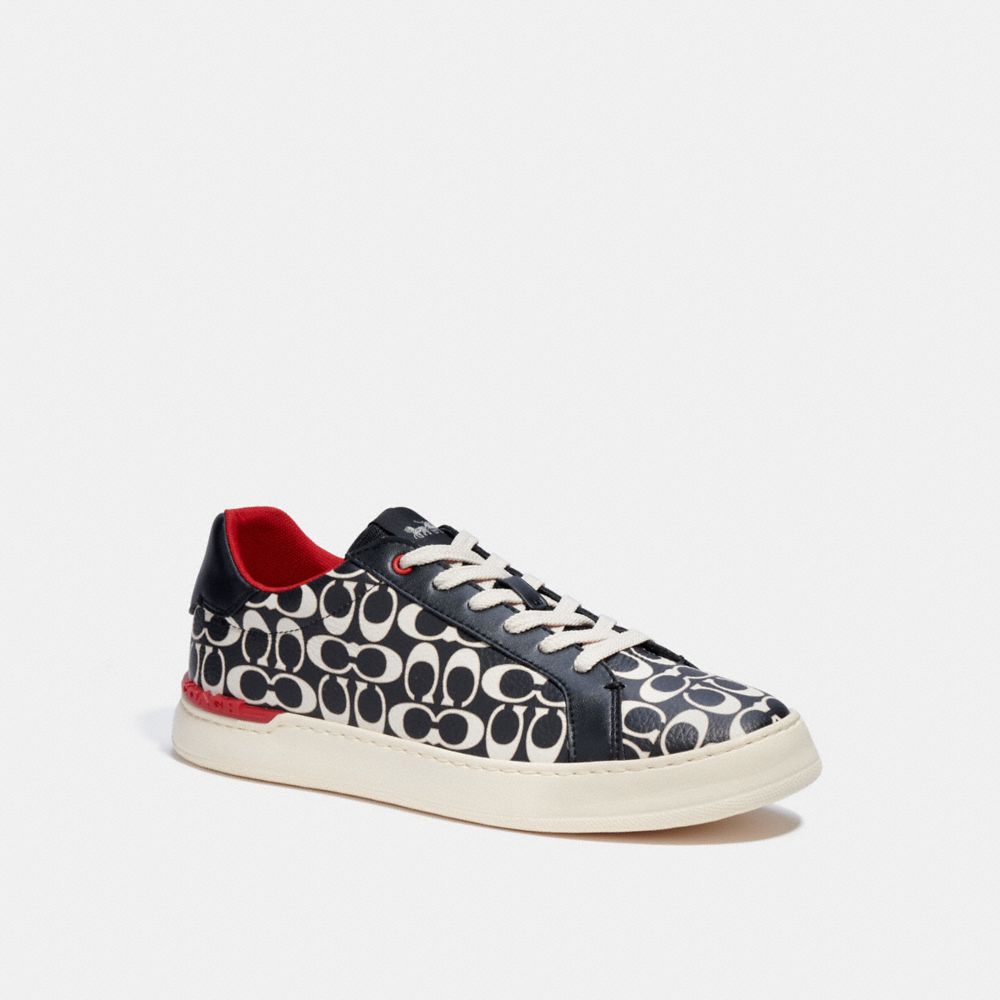 COACH®,CLIP LOW TOP SNEAKER,Red/Chalk/Black,Front View