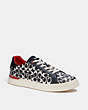 COACH®,CLIP LOW TOP SNEAKER,Pebbled Leather,Red/Chalk/Black,Front View