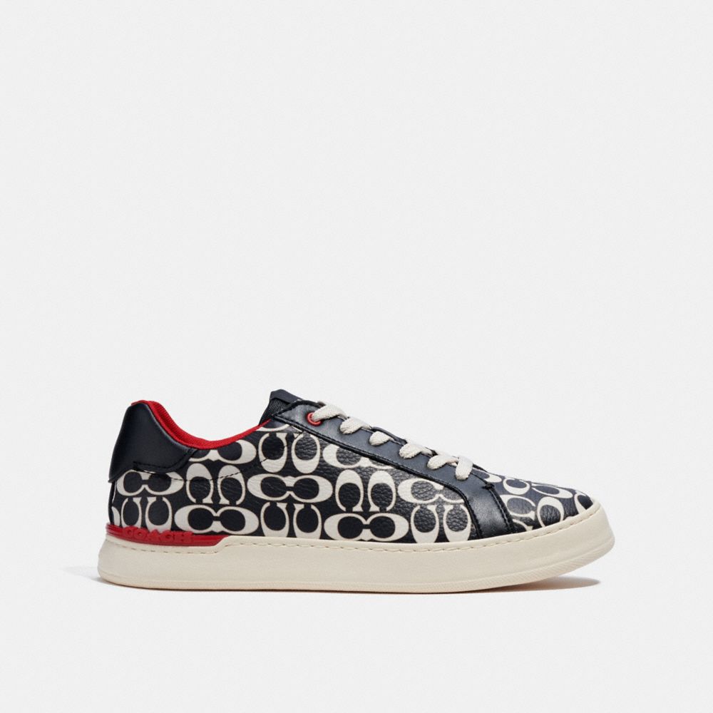 COACH®,CLIP LOW TOP SNEAKER,Red/Chalk/Black,Angle View
