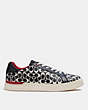 COACH®,CLIP LOW TOP SNEAKER,Pebbled Leather,Red/Chalk/Black,Angle View