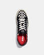 COACH®,CLIP LOW TOP SNEAKER,Pebbled Leather,Red/Chalk/Black,Inside View,Top View