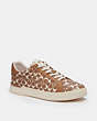 COACH®,CLIP LOW TOP SNEAKER,Pebbled Leather,Light Saddle,Front View