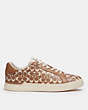 COACH®,CLIP LOW TOP SNEAKER,Pebbled Leather,Light Saddle,Angle View