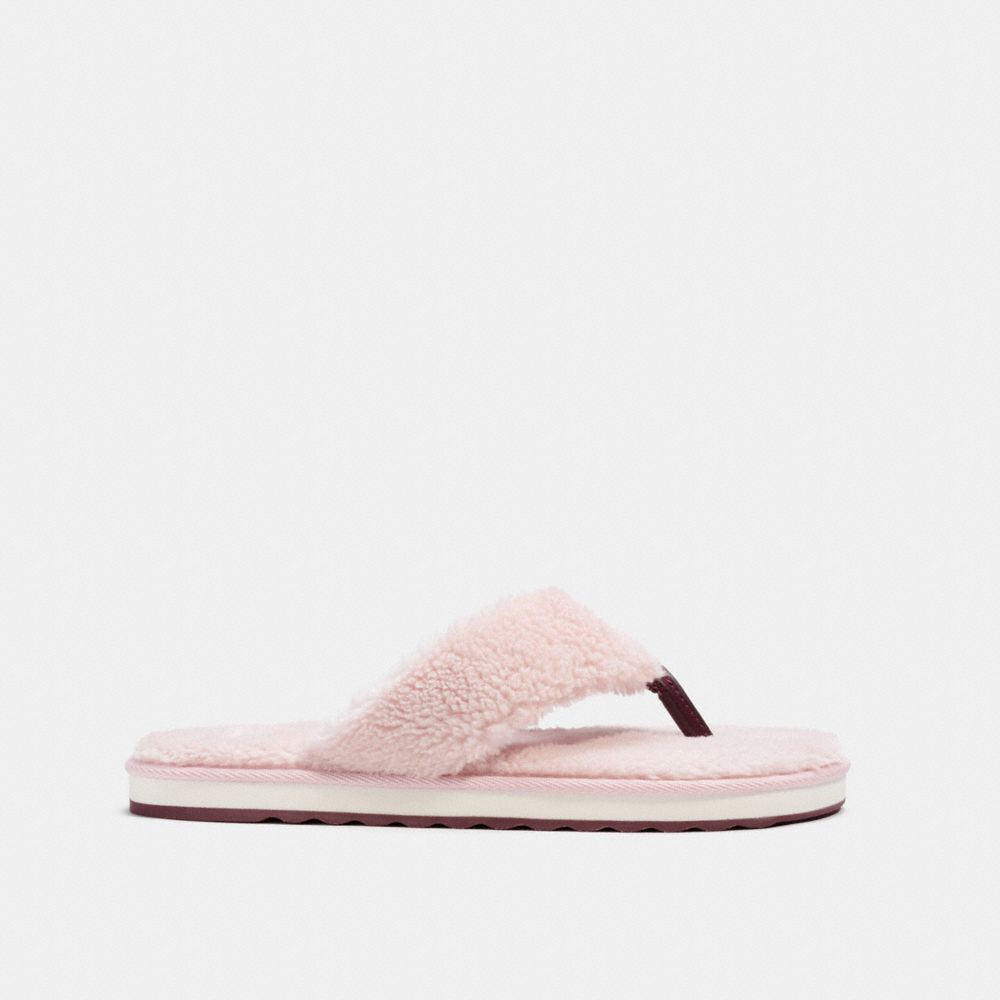 COACH®,HAMPTON FLIP FLOP,fauxfur,Pink,Angle View