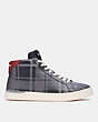 COACH®,CLIP HIGH TOP SNEAKER,Jane Plaid Grey,Angle View