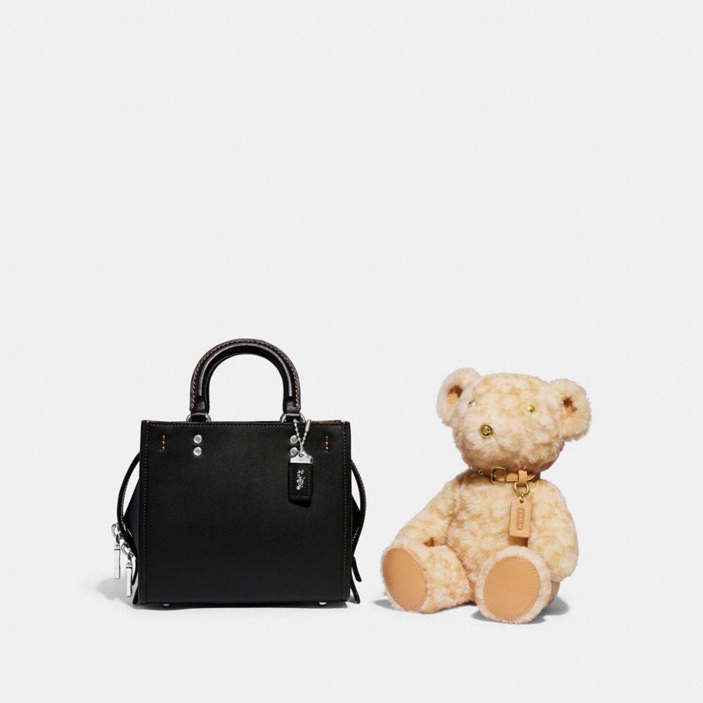 COACH®,BEAR COLLECTIBLE IN SIGNATURE SHEARLING,Shearling/Smooth Leather,X-Large,Brass/Beige,Angle View