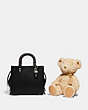 COACH®,BEAR COLLECTIBLE IN SIGNATURE SHEARLING,Shearling/Smooth Leather,Brass/Beige,Angle View