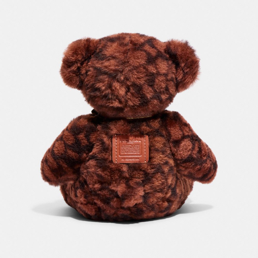 COACH®,BEAR COLLECTIBLE IN SIGNATURE SHEARLING,Shearling/Smooth Leather,X-Large,Brass/Chocolate Brown,Back View