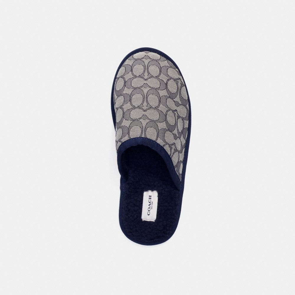 COACH®,SLIPPER IN SIGNATURE JACQUARD,Dark Ocean,Inside View,Top View